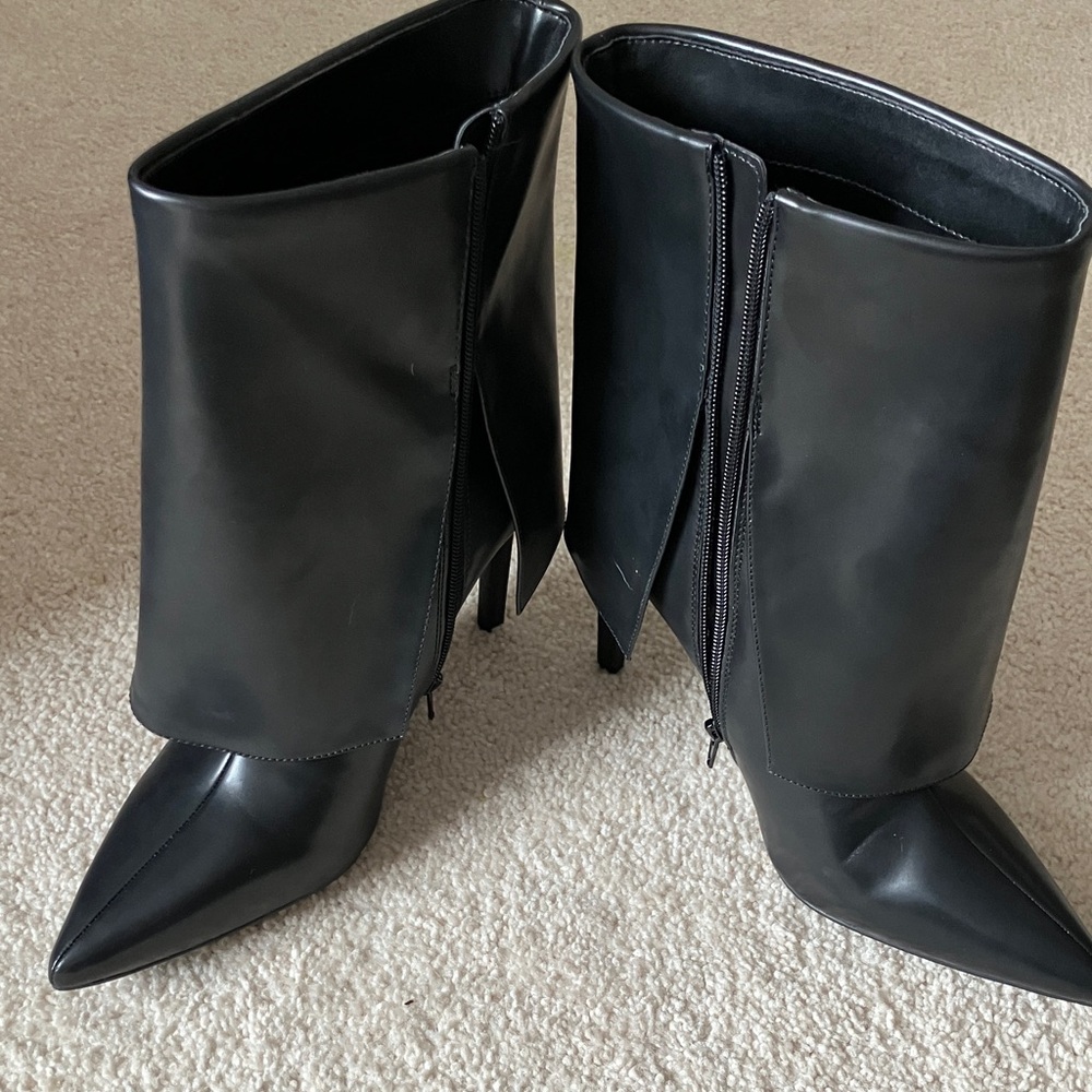 INC International Concepts Sleek Black Heeled Boots - Picture 3 of 7
